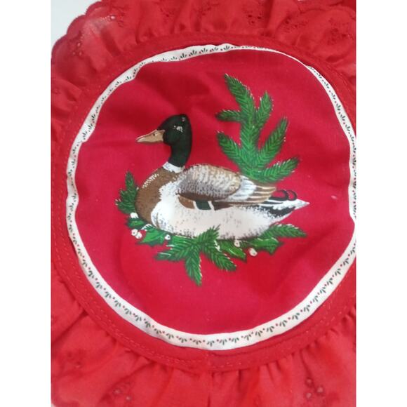 B Vtg Christmas Woodland Animals Doilies Holly 4 Squirrel Duck Mouse & Pheasant - Picture 2 of 5